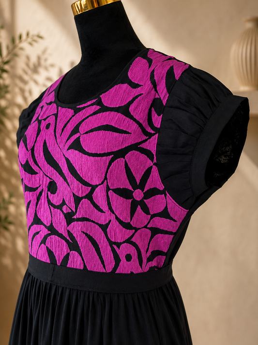 Vestido Felicitas negro y rosa