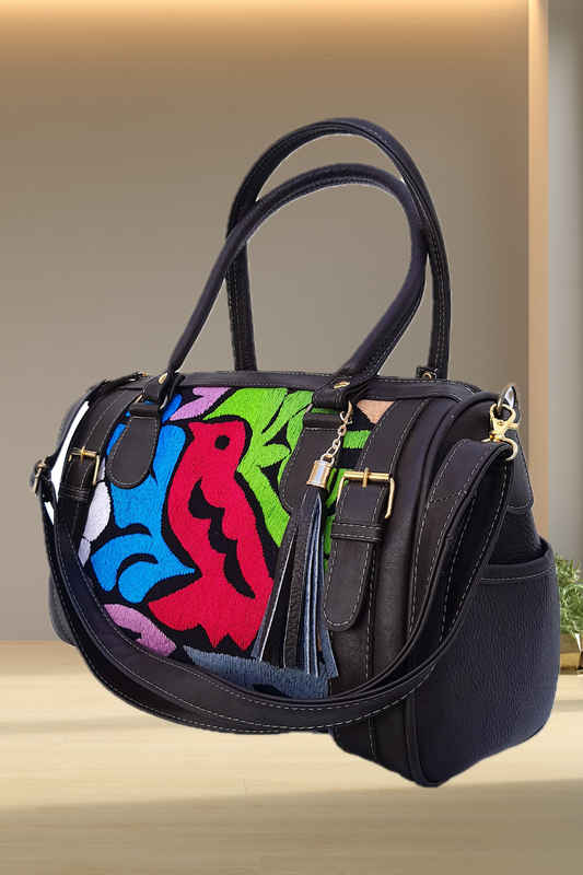 Bolso de Piel con Bordado de Jalapa de Díaz