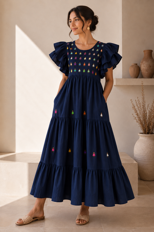 Vestido Yolanda Muñequitas Azul Marino