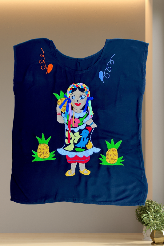 Blusa Jalapa de Díaz multicolor muñequitas – Mediana