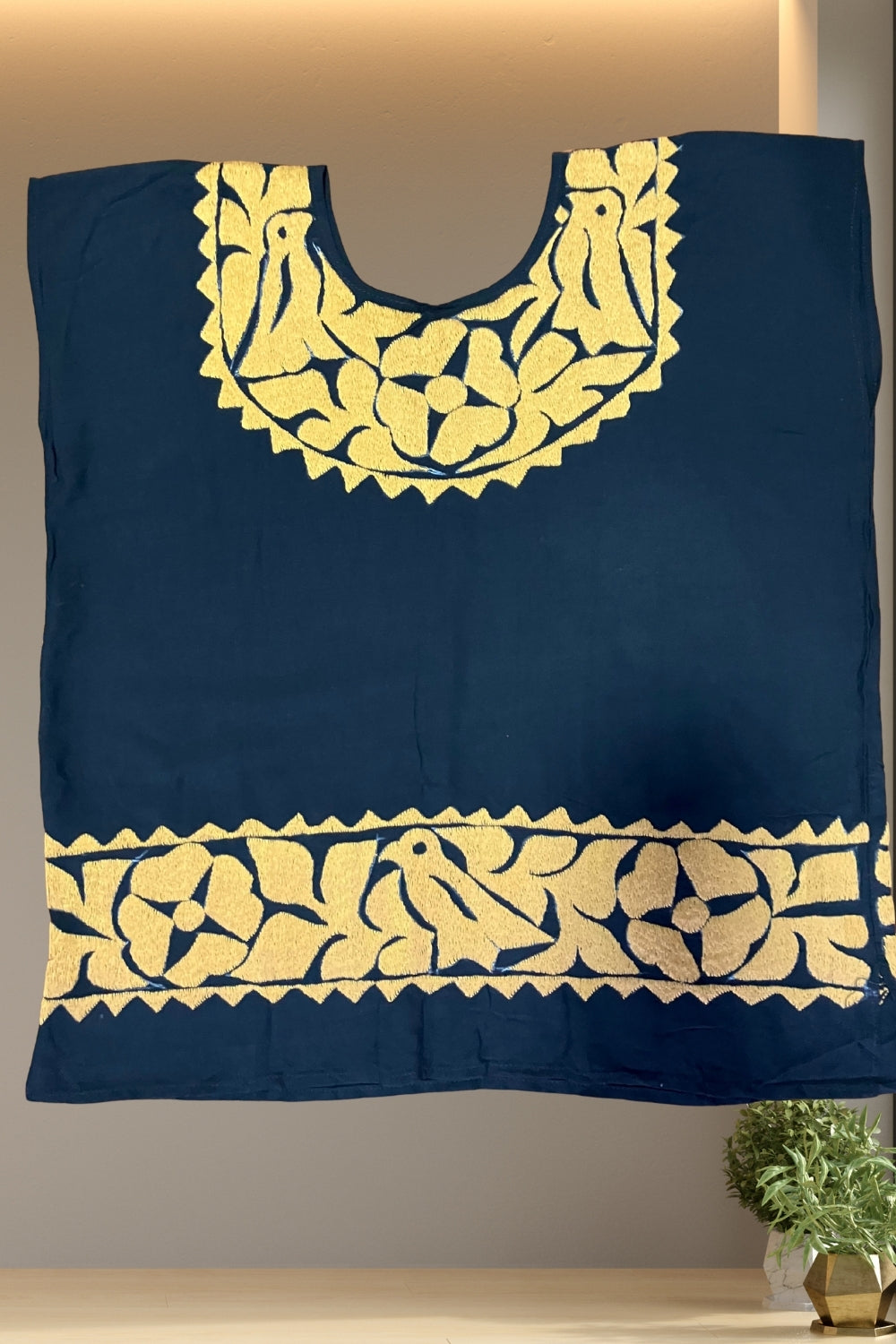 Blusa Jalapa de Díaz media gala amarillo – Extra Grande