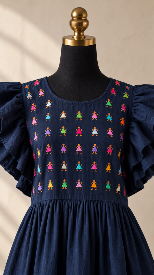 Vestido Yolanda Muñequitas Azul Marino