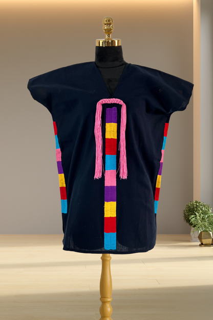 Huipil Auténtico de Yalalag beenda marino