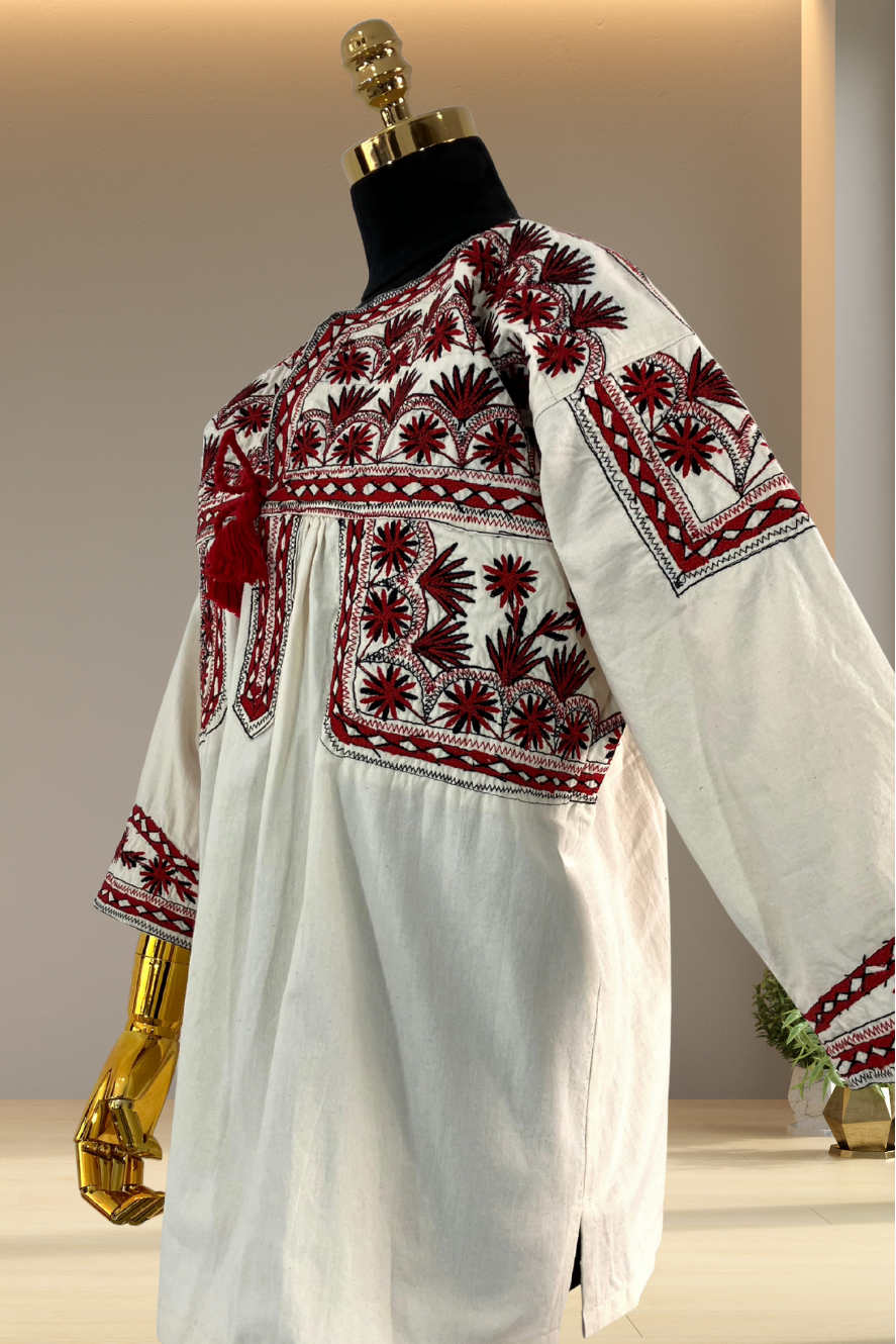 Blusa Tlahuitoltepec blanco y rojo