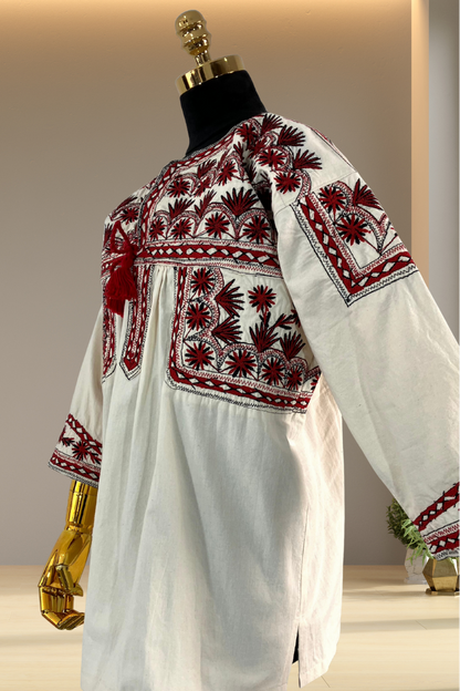 Blusa Tlahuitoltepec blanco y rojo