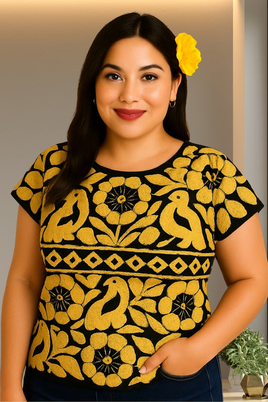 Blusa Jalapa de Díaz amarillo – Extra Grande