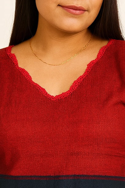 Blusa de Telar Zanda Roja y azul