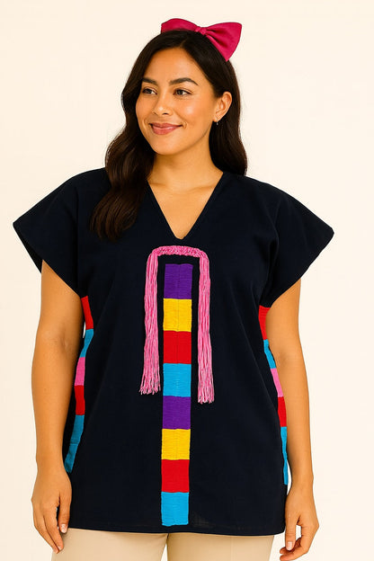 Huipil Auténtico de Yalalag beenda marino