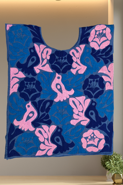 Blusa Jalapa de Díaz azul y rosa – Mediana