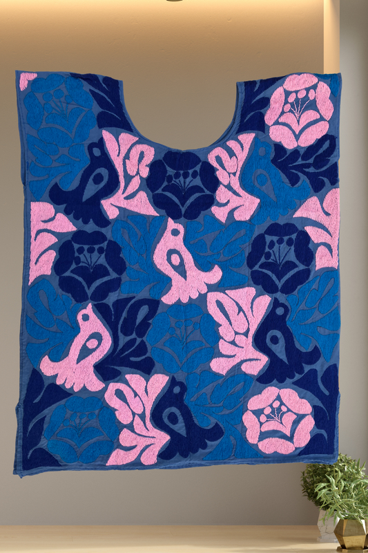 Blusa Jalapa de Díaz azul y rosa – Mediana