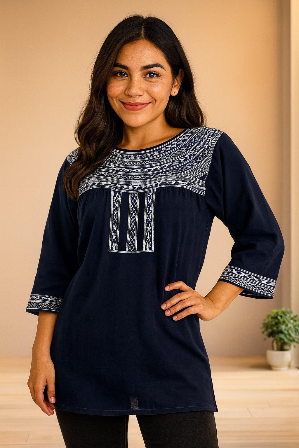 Blusa Alotepec marino