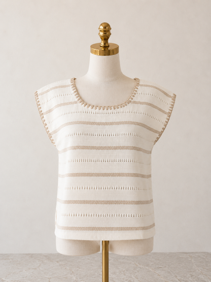 Blusa Irina 2 blanco con beige arena