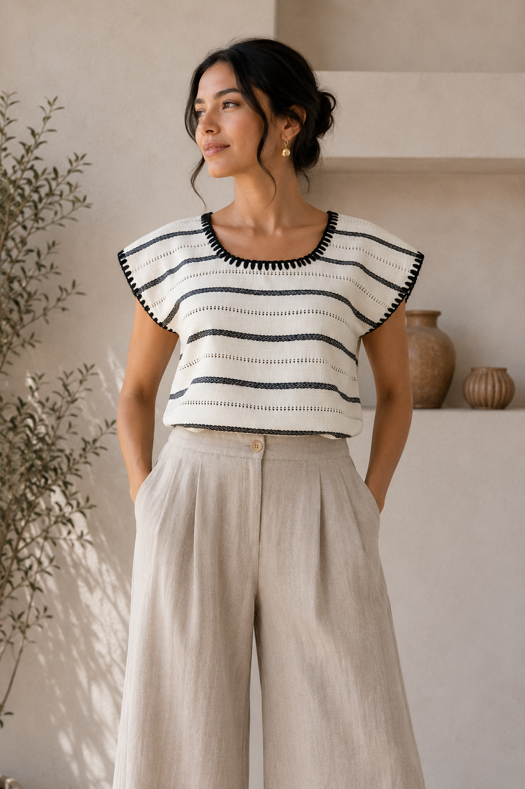 Blusa Irina 2 blanco con negro