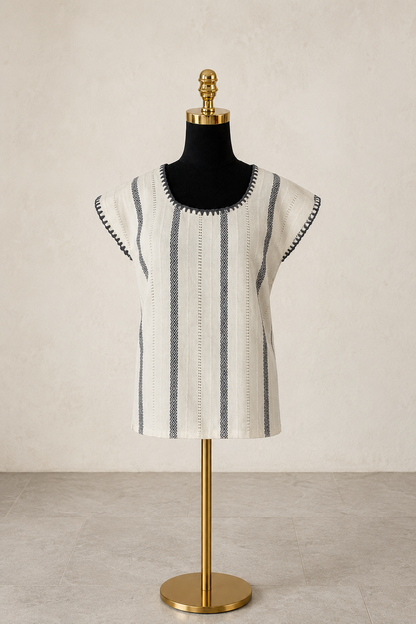 Blusa Irina blanco con gris humo