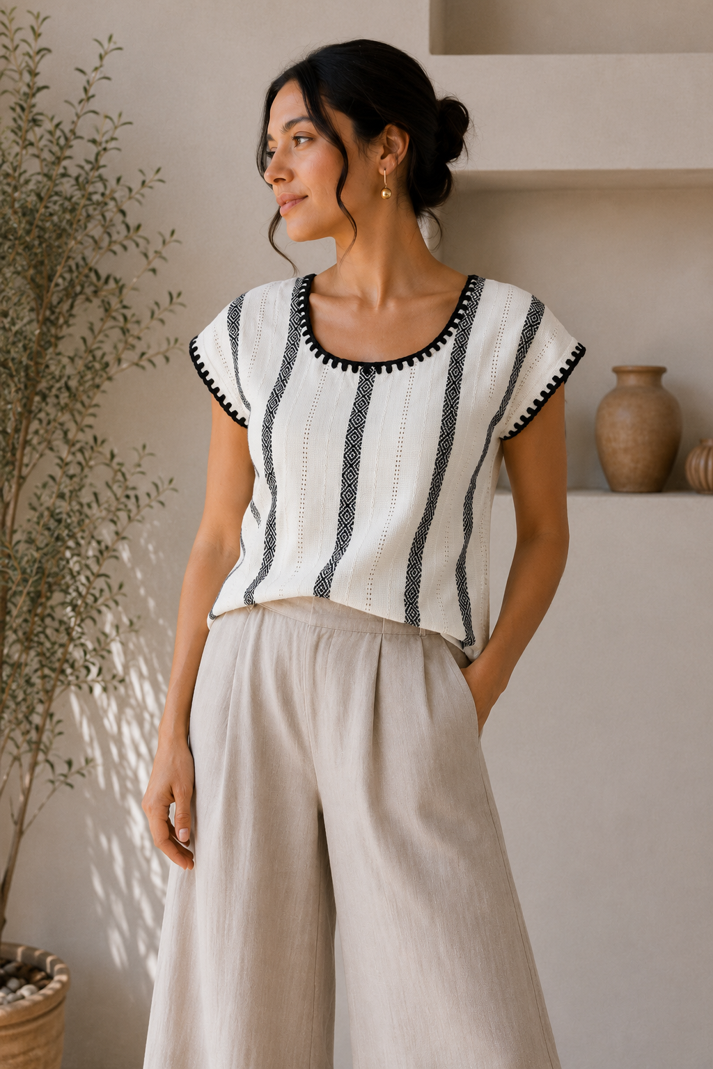 Blusa Irina blanco con negro