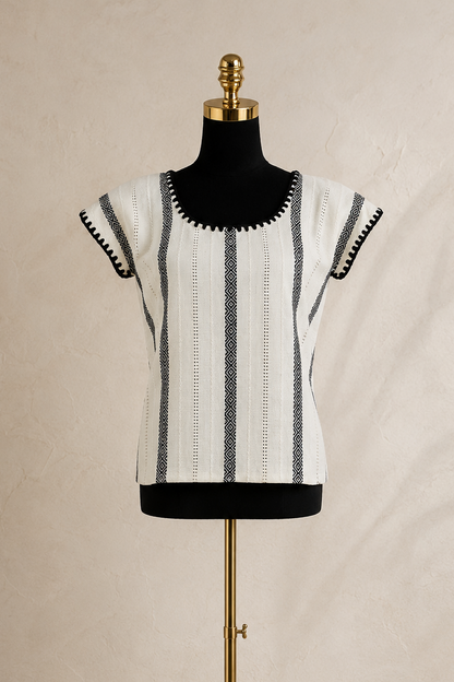 Blusa Irina blanco con negro