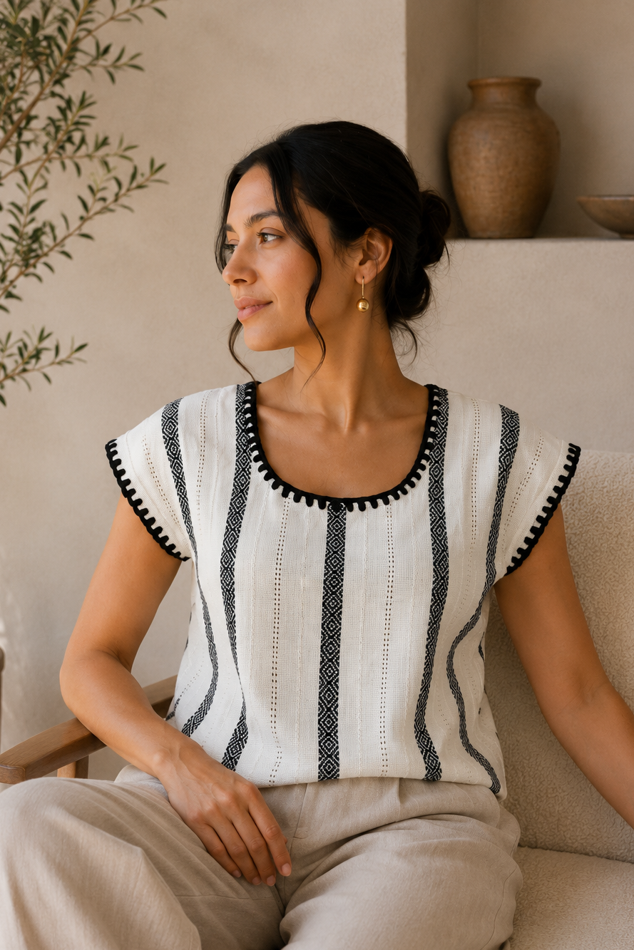 Blusa Irina blanco con negro