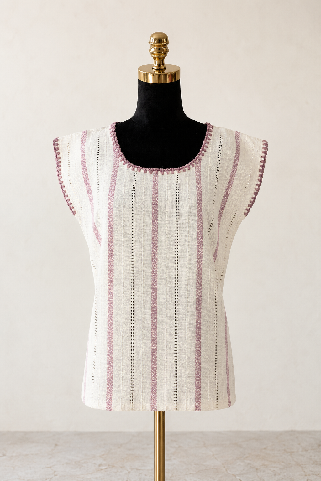 Blusa Irina blanco con rosa malva