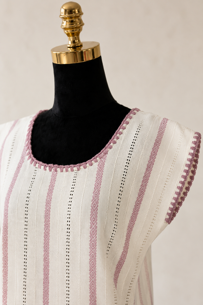 Blusa Irina blanco con rosa malva