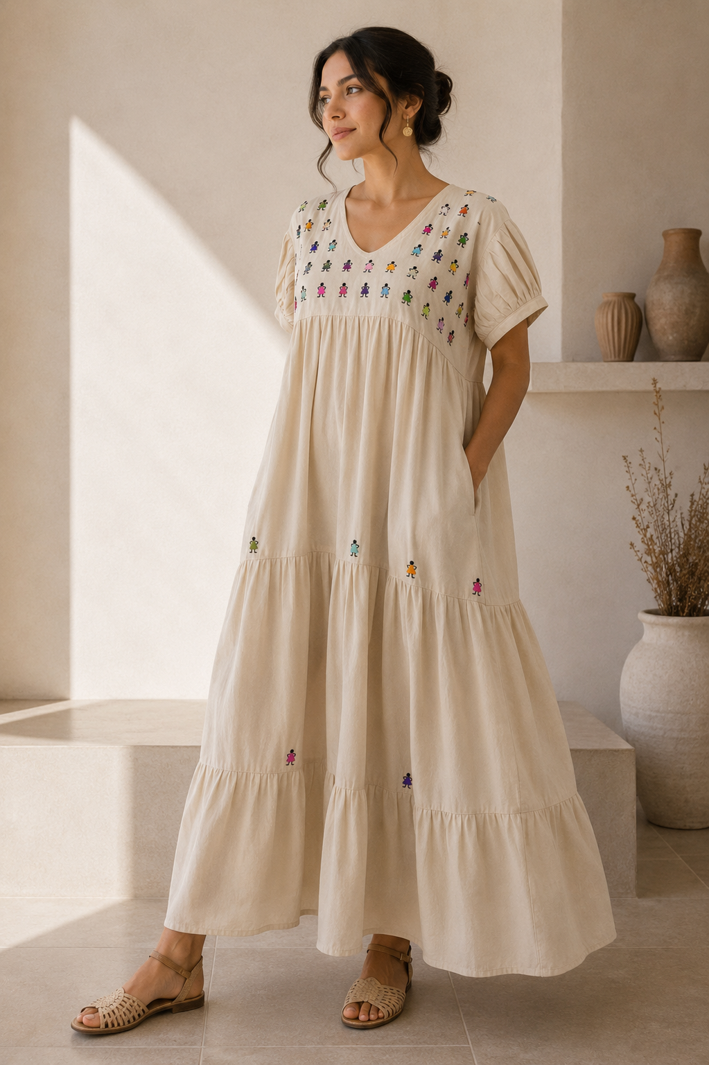 Vestido Yolanda 2 Muñequitas caqui