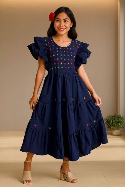 Vestido Yolanda Muñequitas Azul Marino