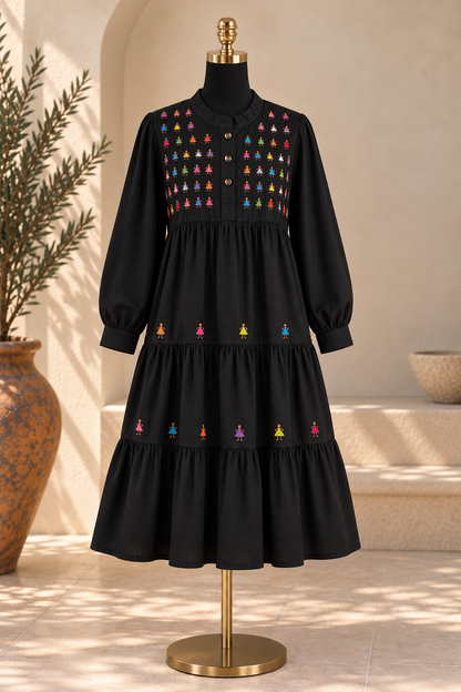 Vestido Yolanda corto Muñequitas Negro