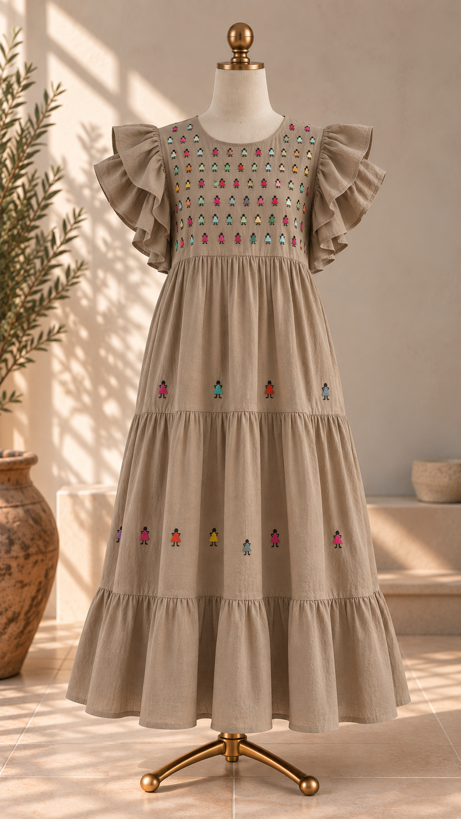 Vestido Yolanda Muñequitas caqui