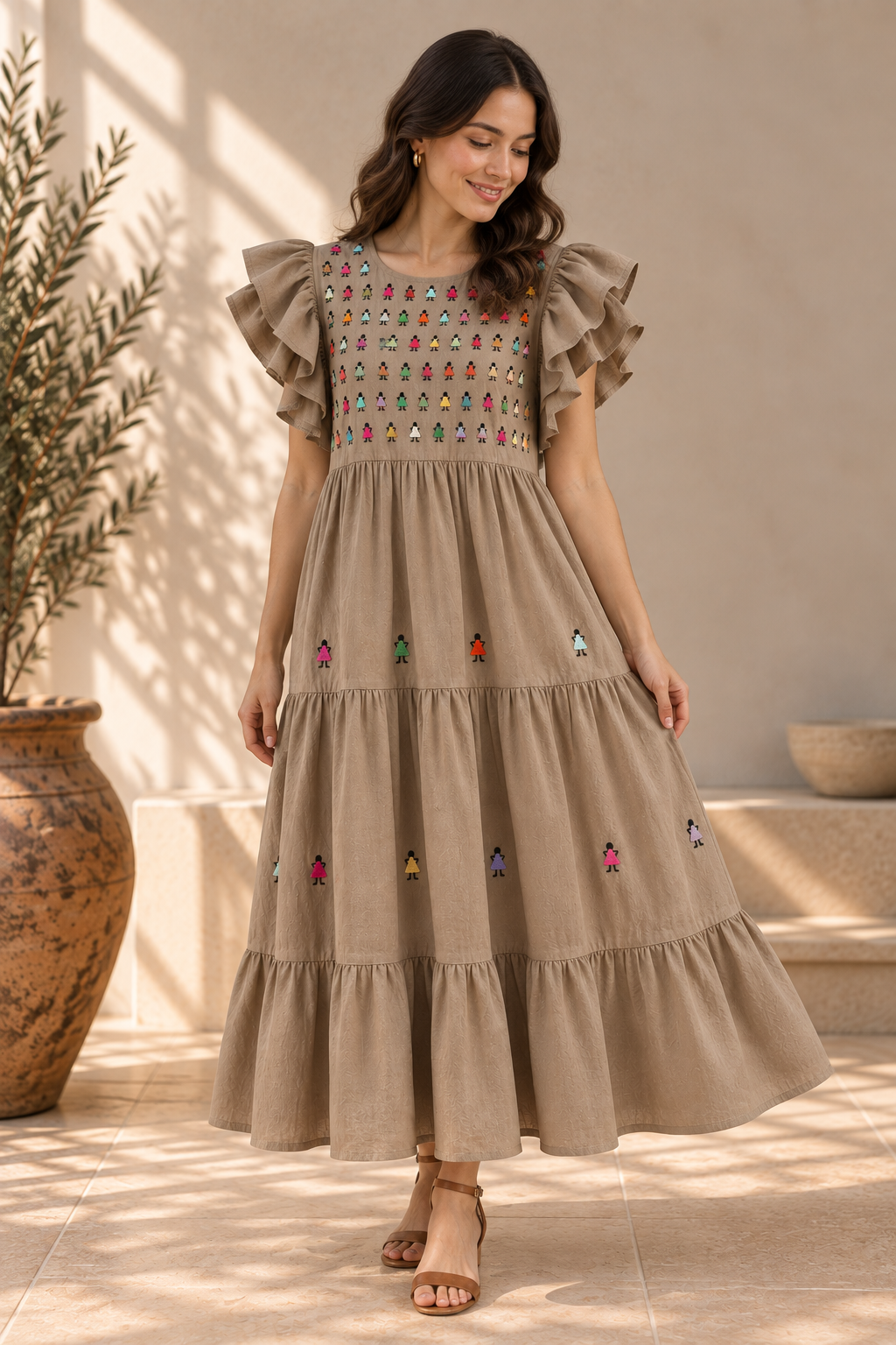 Vestido Yolanda Muñequitas caqui