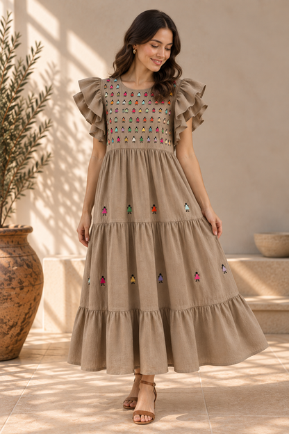 Vestido Yolanda Muñequitas caqui