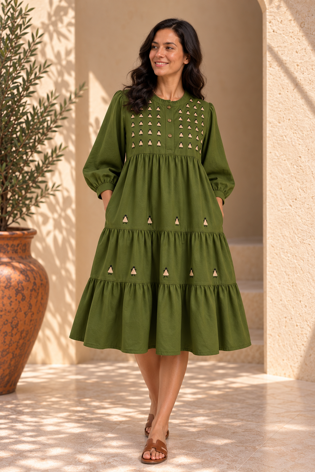 Vestido Yolanda corto Muñequitas Verde