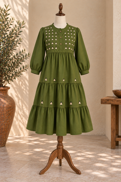 Vestido Yolanda corto Muñequitas Verde