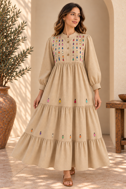 Vestido Noemi Muñequitas caqui