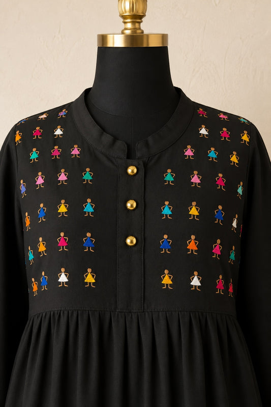 Vestido Noemi Muñequitas Negro