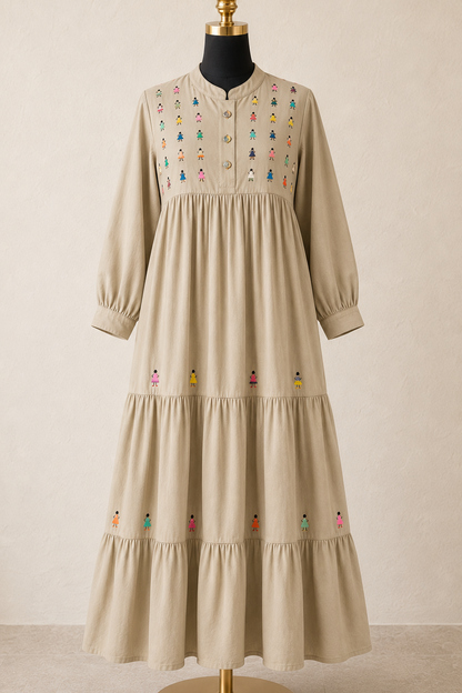 Vestido Noemi Muñequitas caqui