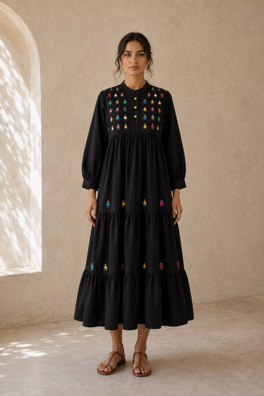 Vestido Noemi Muñequitas Negro