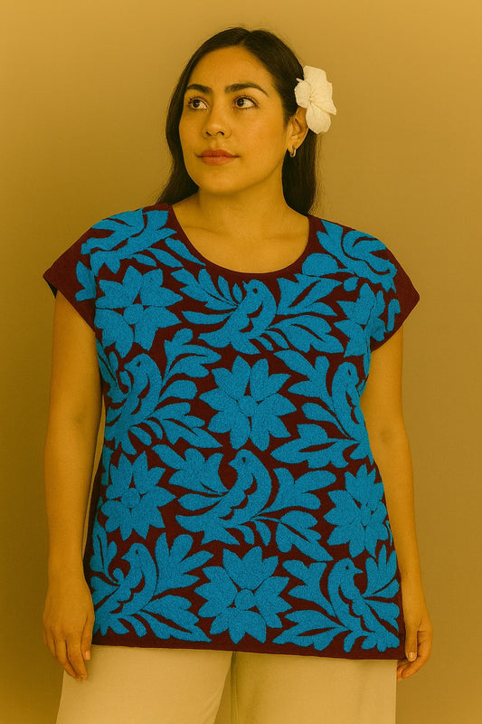 Blusa Jalapa de Díaz azul– Grande