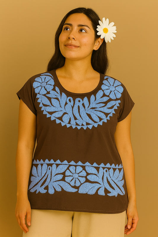 Blusa Jalapa de Díaz beige media gala – Mediana