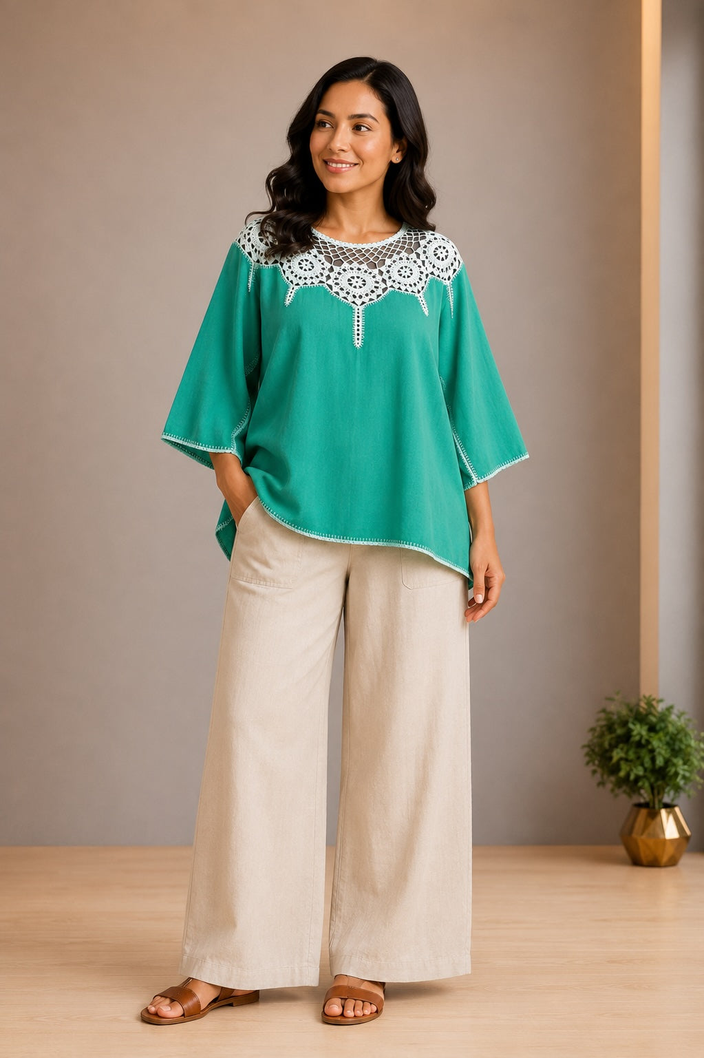 Blusa Elda girasoles verde