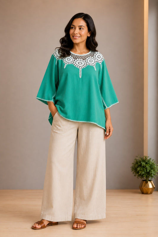 Blusa Elda girasoles verde
