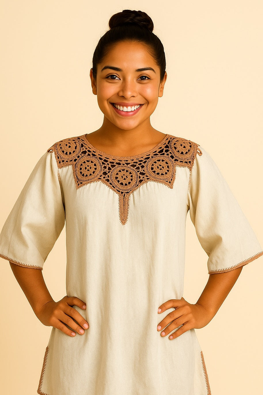 Blusa Elda girasoles beige