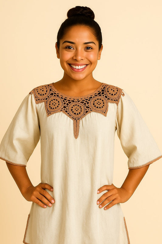Blusa Elda girasoles beige