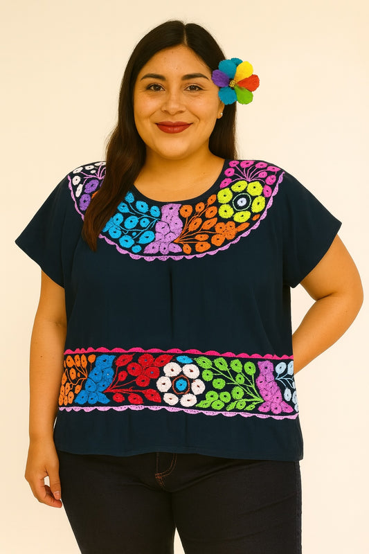 Blusa Jalapa de Díaz media gala multicolor – Doble Extra Grande